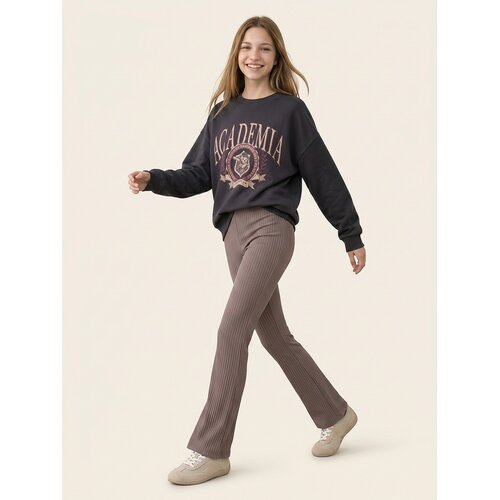 Sinsay Pamučna crewneck majica s natpisom Academia Slike