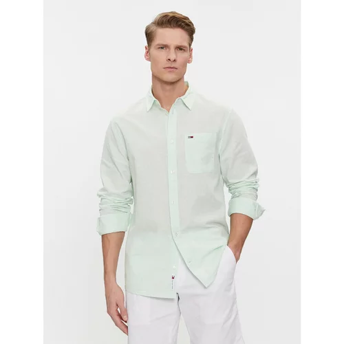 Tommy Jeans Srajca Tjm Reg Linen Blend Shirt DM0DM18962 Zelena Regular Fit