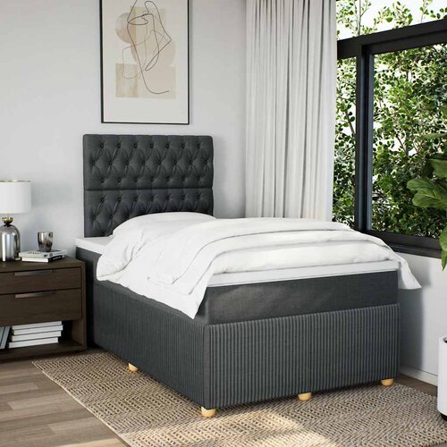  Krevet box spring s madracem tamnosivi 120 x 190 cm tkanina Slike