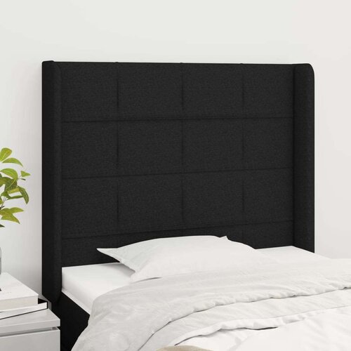  Vzglavje z u&amp;scaron;esi črno 83x16x118/128 cm blago, (20794373) Slike