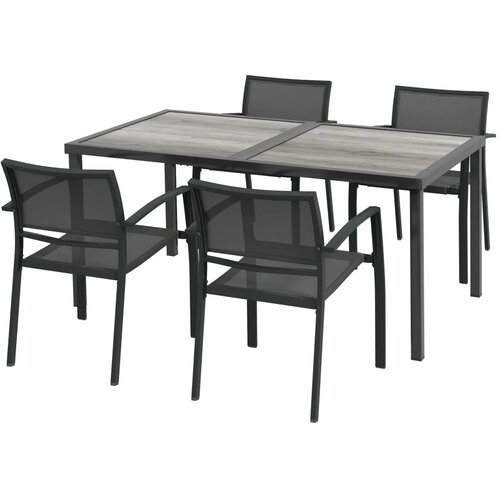  Vrtni namje&amp;scaron;taj vrtna sjedeća garnitura 1 stol 4 stolice 150 x 87 x 72 cm siva Slike