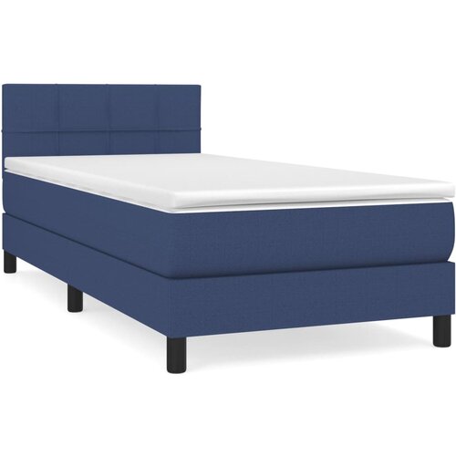  Box spring postelja z vzmetnico moder 90x200 cm blago Cene