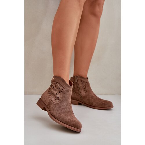 S. BARSKI Ladies Perforated Ankle Boots On Flat Heel S.Barski Slike