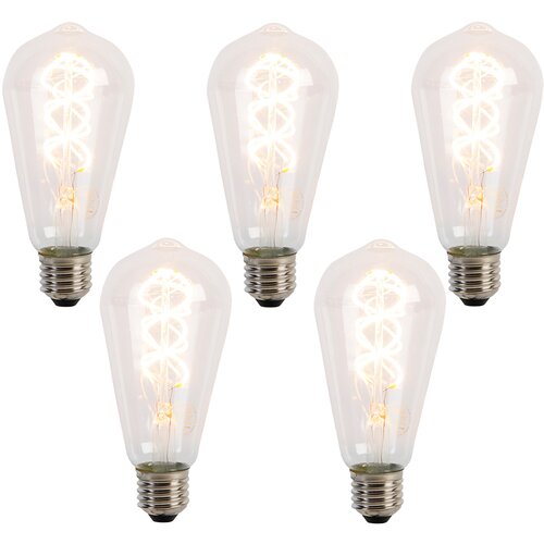 LUEDD Komplet 5 E27 LED sijalka spiralna filament ST64 5W 400 lm 2200K Cene