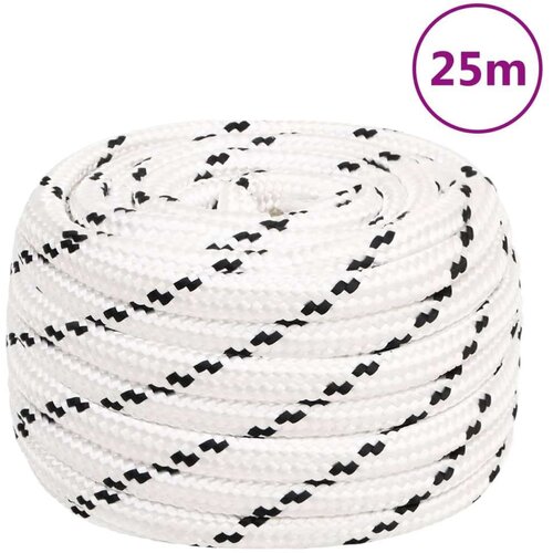 VidaXL Pleteni brodski konop bijeli 18 mm x 25 m poliesterski Slike