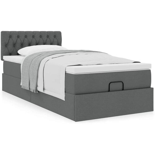 VidaXL Otomanski okvir kreveta s madraca tamnosivi 80x200cm od tkanine Slike