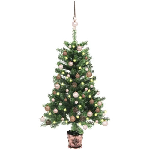 vidaXL umjetno božićno drvce s LED svjetlima i kuglicama 90 cm zeleno