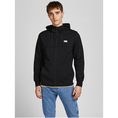 Jack & Jones Black Men's Zippered Hoodie Air - Mens Cene