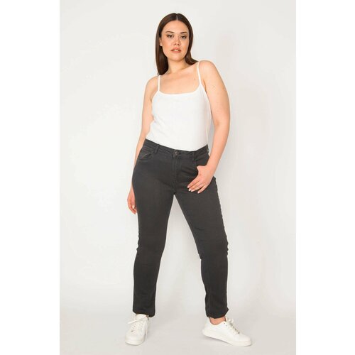 Şans Women's Plus Size Anthracite 5 Pocket Lycra Jeans Slike