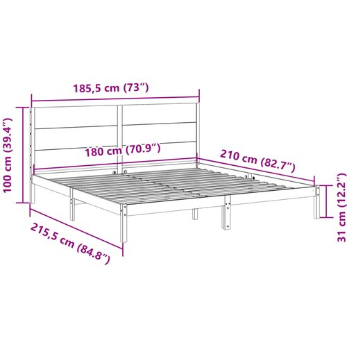  Dugi okvir kreveta bez madraca bijeli 180 x 210 cm masivno drvo Slike