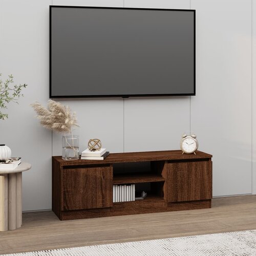 VidaXL TV omarica z vrati rjav hrast 102x30x36 cm Slike