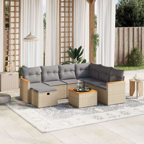 vidaXL 8-dijelni set vrtnih sofa s jastucima bež od poliratana Cijene