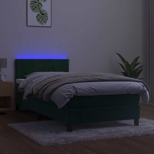  box spring s madracem LED tamnozeleni 90x200 cm bar&amp;scaron;un Slike