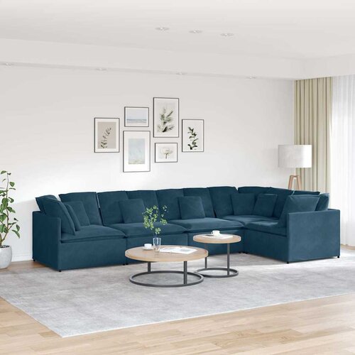  Modularna sofa s jastucima, plava bar&amp;scaron;unasta Slike