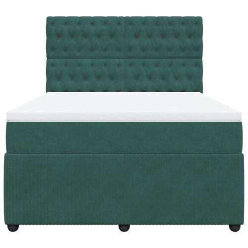 VidaXL Krevet s oprugama i madracem tamnozeleni 140x190 cm bar&amp;scaron;unasti Slike