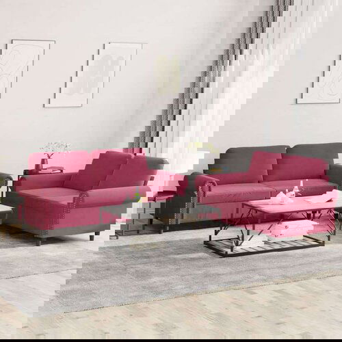  2-dijelni set sofa s jastucima crvena boja vina baršunasti Cijene