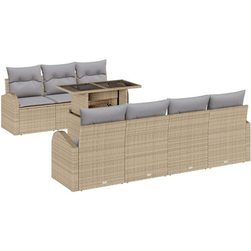  8-dijelni set za zahradu sofa s jastučićima Bež poli rattan 2-sjedalni set za zahradu sofa s odlaganjem i jastučićima Bež poli Cene
