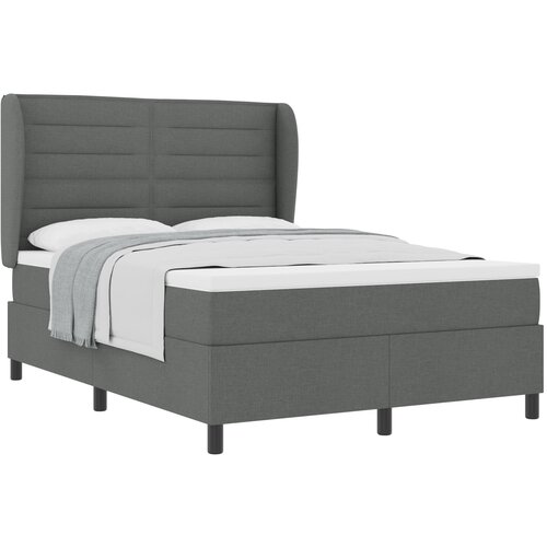 VidaXL Krevet s box springom i madracem Tamno sivi 140x190 cm Tkanina Slike