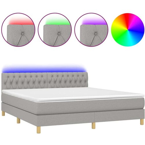  Box spring s madracem LED svjetlosivi 180x200 cm tkanina Slike