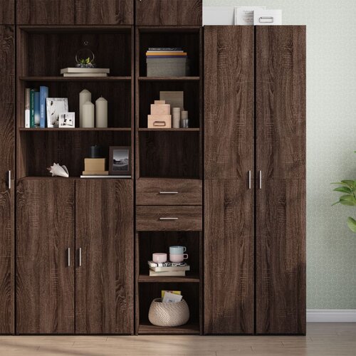 VidaXL Visoka omara rjavi hrast 40x42,5x185 cm inženirski les Slike