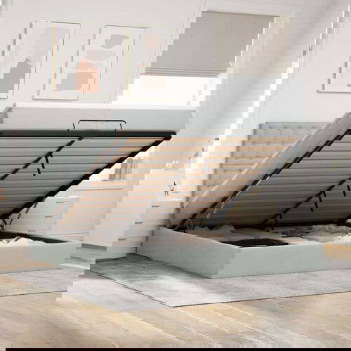 VidaXL Okvir kreveta s madracima svijetlosivi 200x200cm bar&amp;scaron;unasti Slike