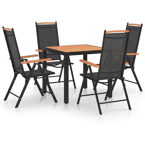  5-dijelni vrtni blagovaonski set aluminijski crni Cijene
