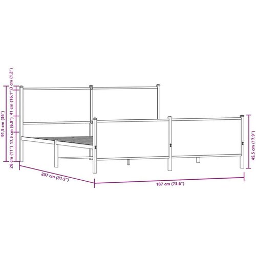 VidaXL metalni okvir kreveta bez madraca boja hrasta 180x200 cm Slike