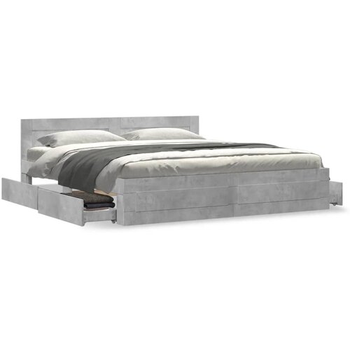 VidaXL Posteljni okvir z vzglavjem betonsko siv 180x200 cm inž. les Slike