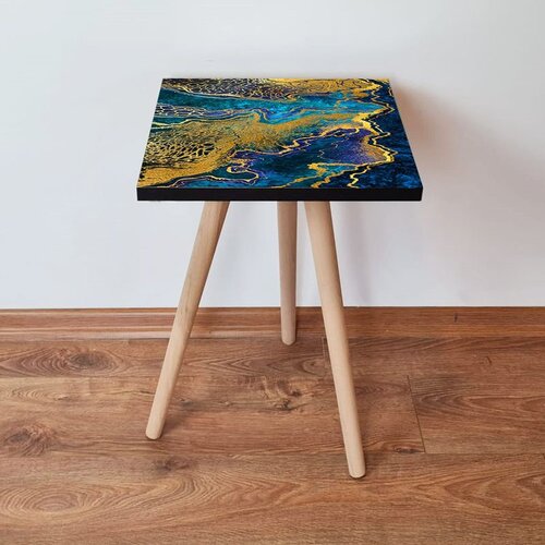 Hanah home Shp91 - navy blue navy bluebluegoldpurple side table Cene