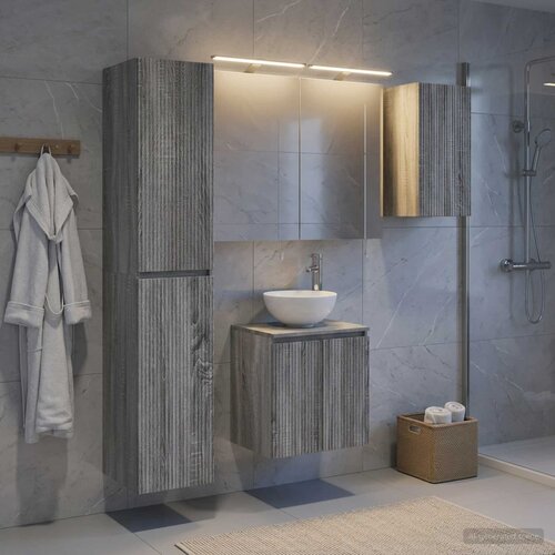  Set ormarića za kupaonicu 5 kom. Siva Sonoma Konstruirano drvo Cene