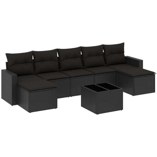 vidaXL 8-dijelni set vrtnih sofa od poliratana s jastucima crni Cijene