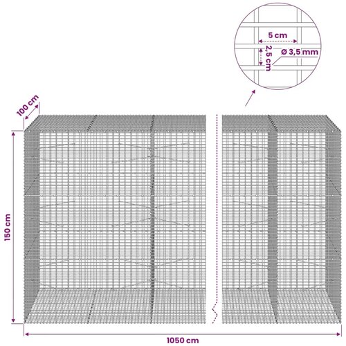  Gabion s žicom debljine 3 5 mm i mrežom 5x2 5 cm - 100 cm 150 cm 1050 cm Slike