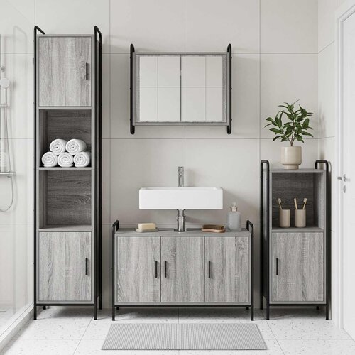  Set ormarića za kupaonicu 4 kom. Siva Sonoma 40 x 36 x 181 cm Cijene