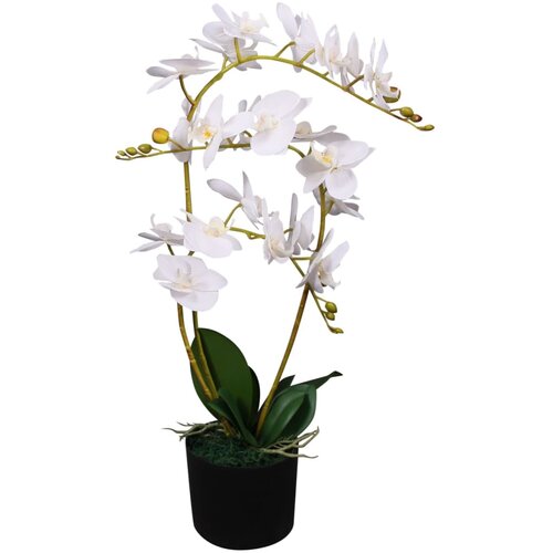 vidaXL Umetna rastlina orhideja v loncu 65 cm bela Cene