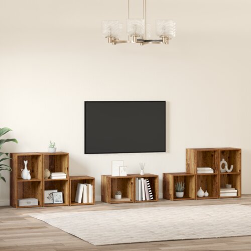  Set TV stalka s policom s pohranom 8 pcs Konstruirano drvo Slike