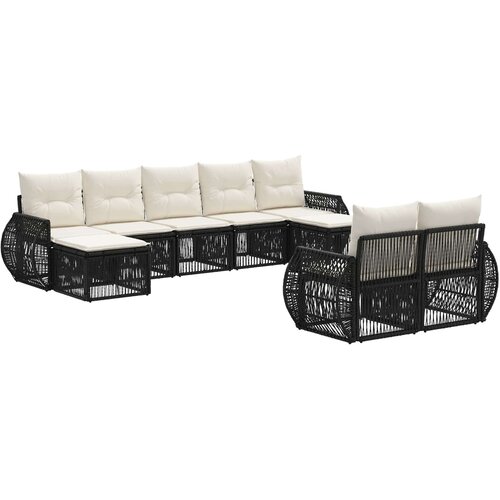 vidaXL Vrtna sedežna garnitura 9 pcs Črna in krem bela poli ratan, (5000270746) Cene