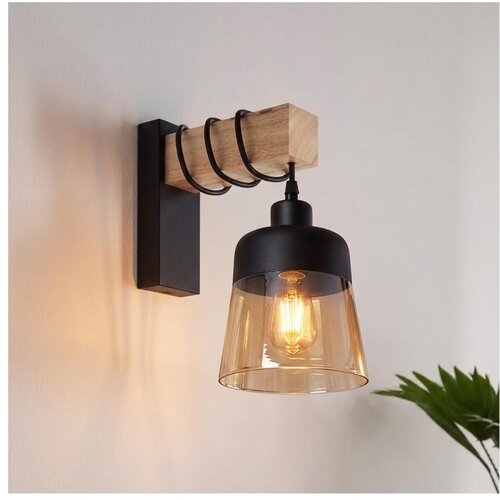 Brilagi Zidna lampa WOOD GLASS 1xE27/60W/230V borovina/crna/dimljeno braon Cene