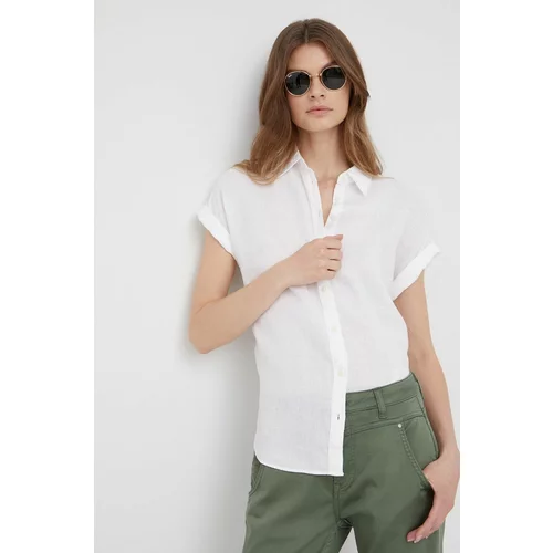 Polo Ralph Lauren Lanena košulja za žene, boja: bijela, regular, s klasičnim ovratnikom