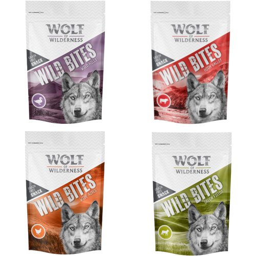 Wolf of Wilderness Isprobajte! Snack - Mesni zalogaji / Wild Bites Mix - Mix: piletina, patka, janjetina, govedina (720 g) Slike