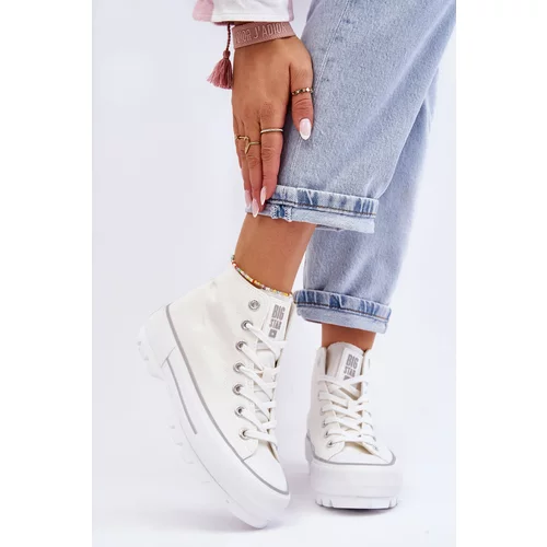 Big Star High Fabric Sneakers on the Platform LL274156 White