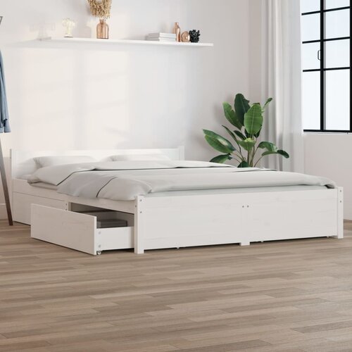 The Living Store Posteljni okvir s predali bel 150x200 cm - Posteljni Okvir, (21528817) Slike