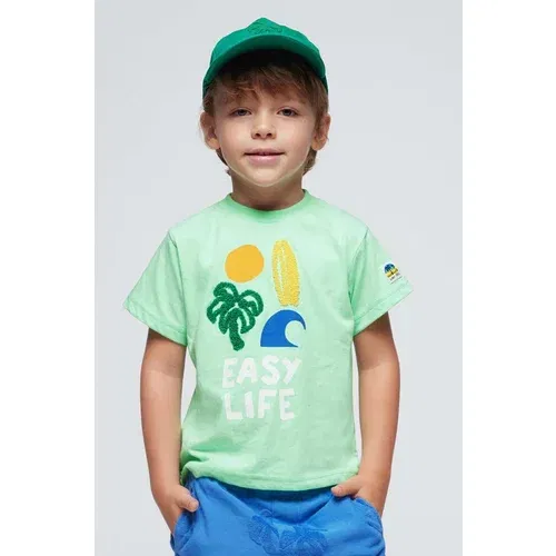 Mayoral Dječja pamučna majica kratkih rukava boja: zelena, s tiskom