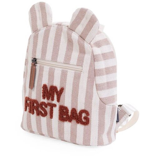 Childhome otro&amp;scaron;ki nahrbtnik my first bag stripes nude/terracotta Slike