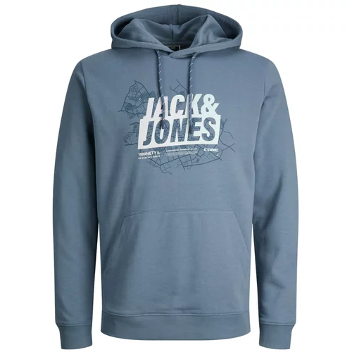 Jack & Jones Sweater majica 'MAP SUMMER' morsko plava / prljavo bijela