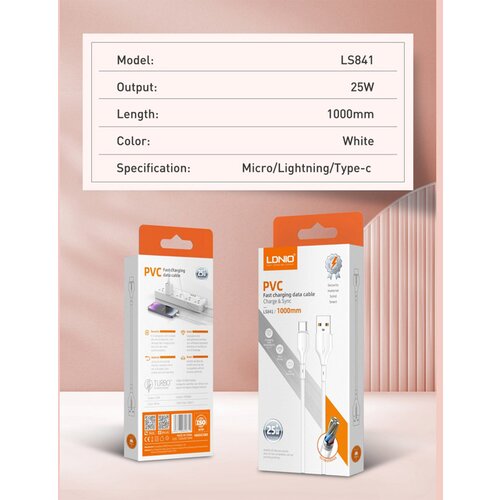 Ldnio Kabel LS841 25W USB na iPhone Lightning beli 1m Cene
