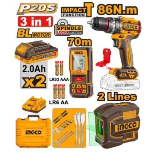Ingco cosli251001e aku set (aku bu&Scaron;+laser+daljinomer) super ( COSLI251001E ) Cene