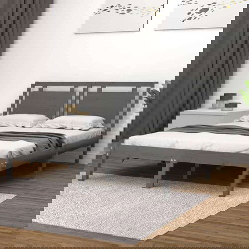  Za krevet od masivne borovine sivi 200 x 200 cm Slike