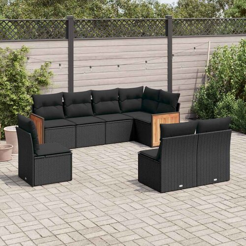  8-dijelni set vrtnih sofa od poliratana s jastucima crni Cijene