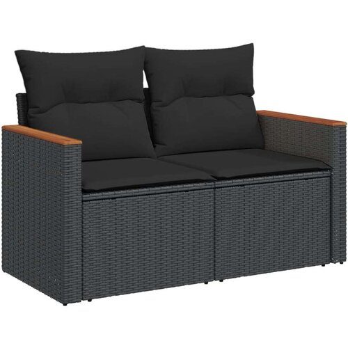  9-dijelni set vrtnih sofa s jastucima crni od poliratana Slike