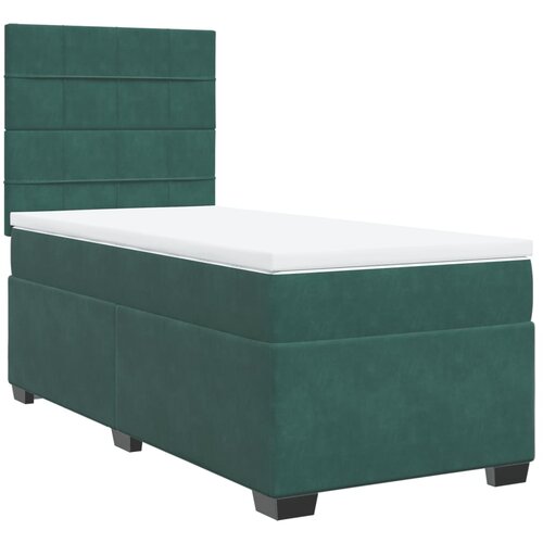VidaXL Box spring postelja z vzmetnico temno zelena 100x200 cm žamet, (21306191) Slike